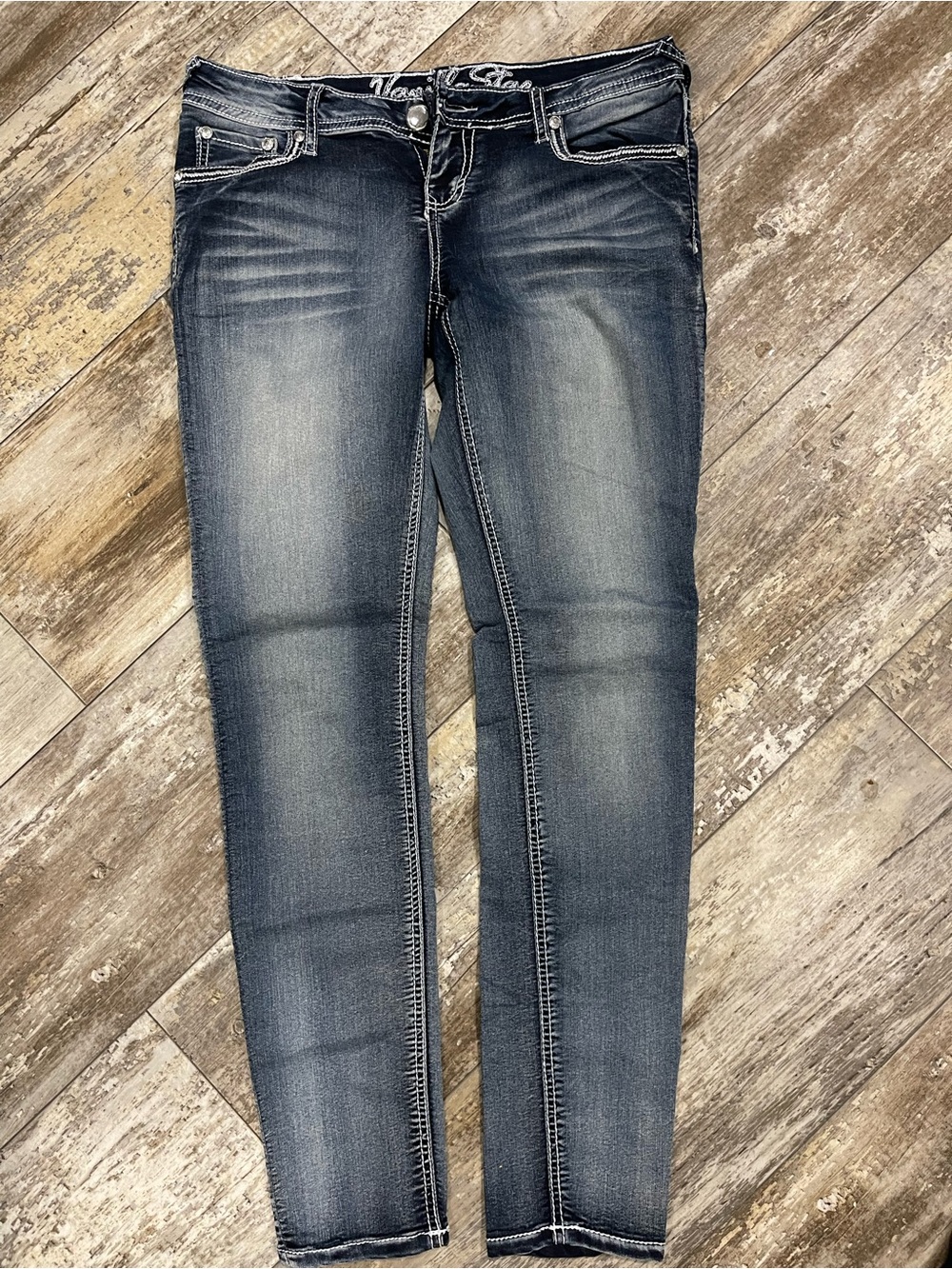 Vanilla Star Faded Dark Blue Skinny Jeans